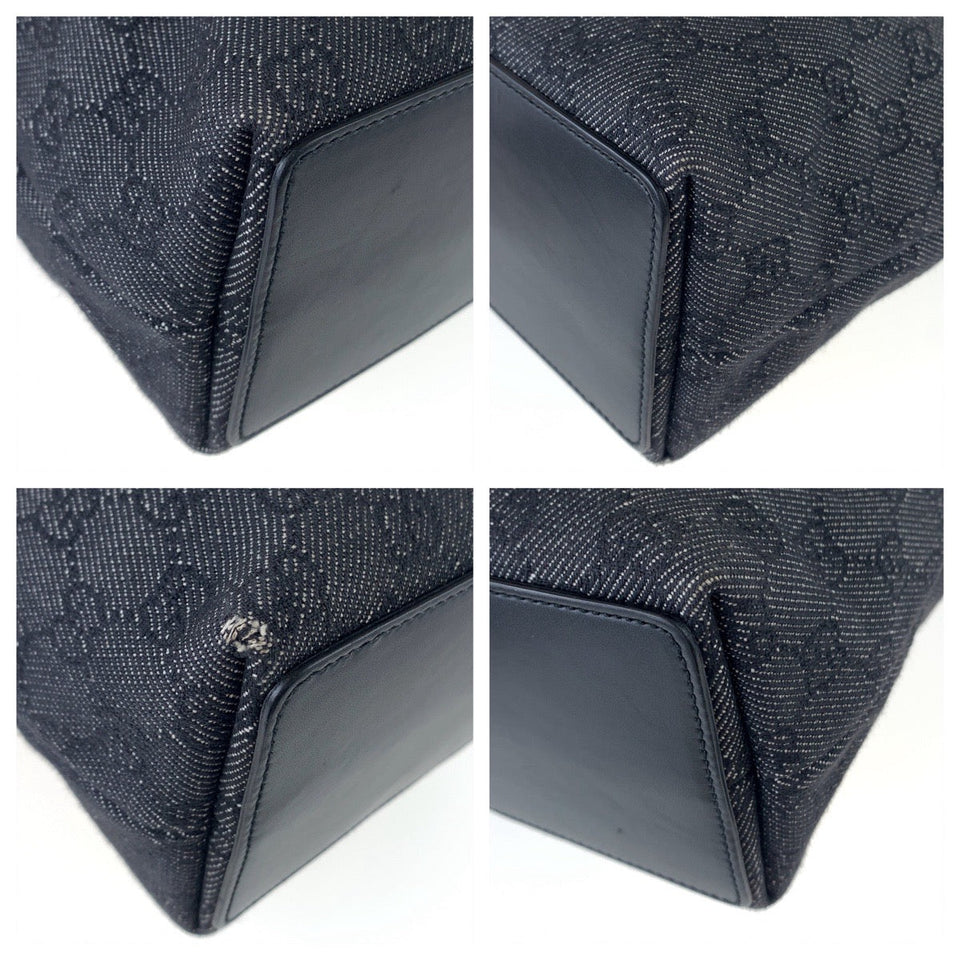 Gucci Tote Bag 31244 GG canvas Black Silver Metal Tote Bag Shoulder Bag GG pattern Women