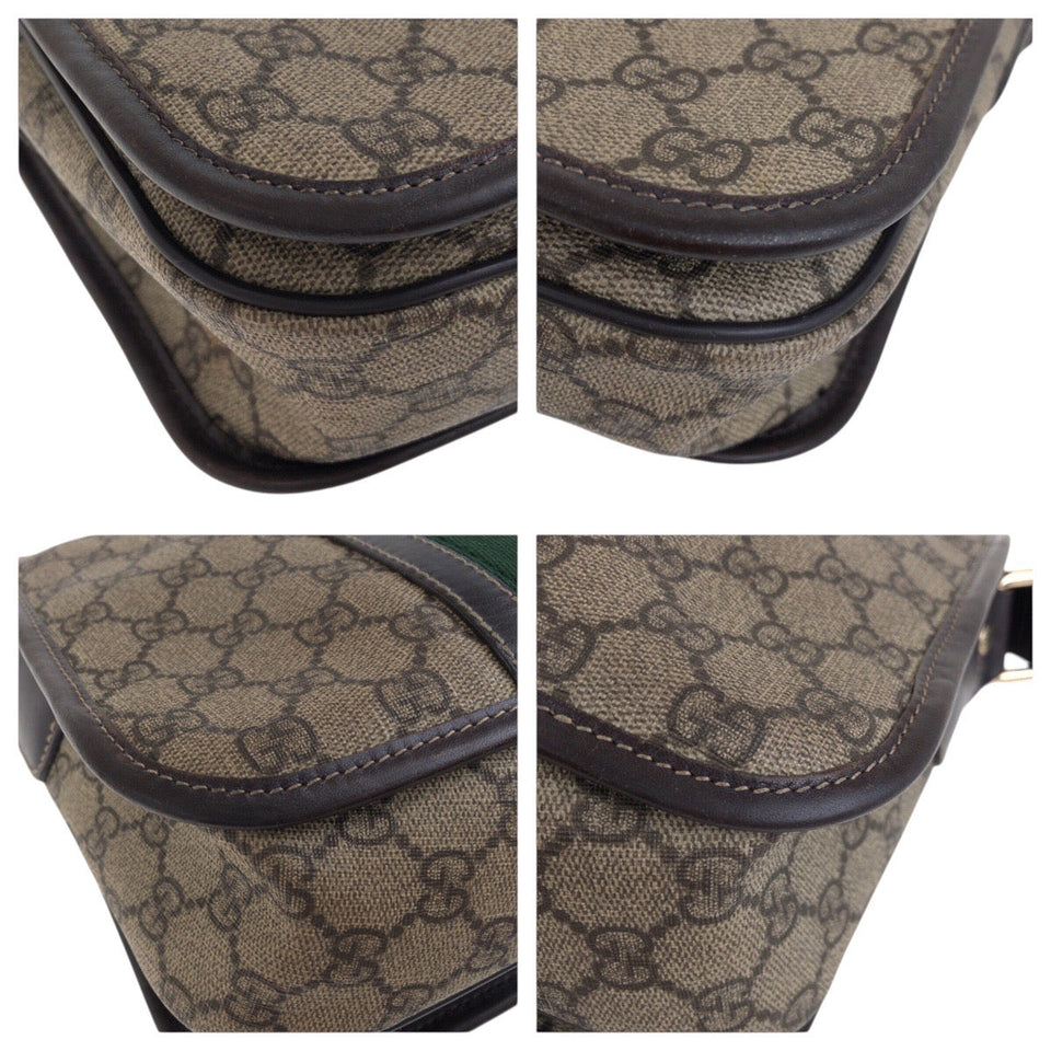Gucci Shoulder Bag 211130 GG Supreme Canvas Beige Brown Gold Metal Crossbody Shoulder Bag Unisex Sherry line Women
