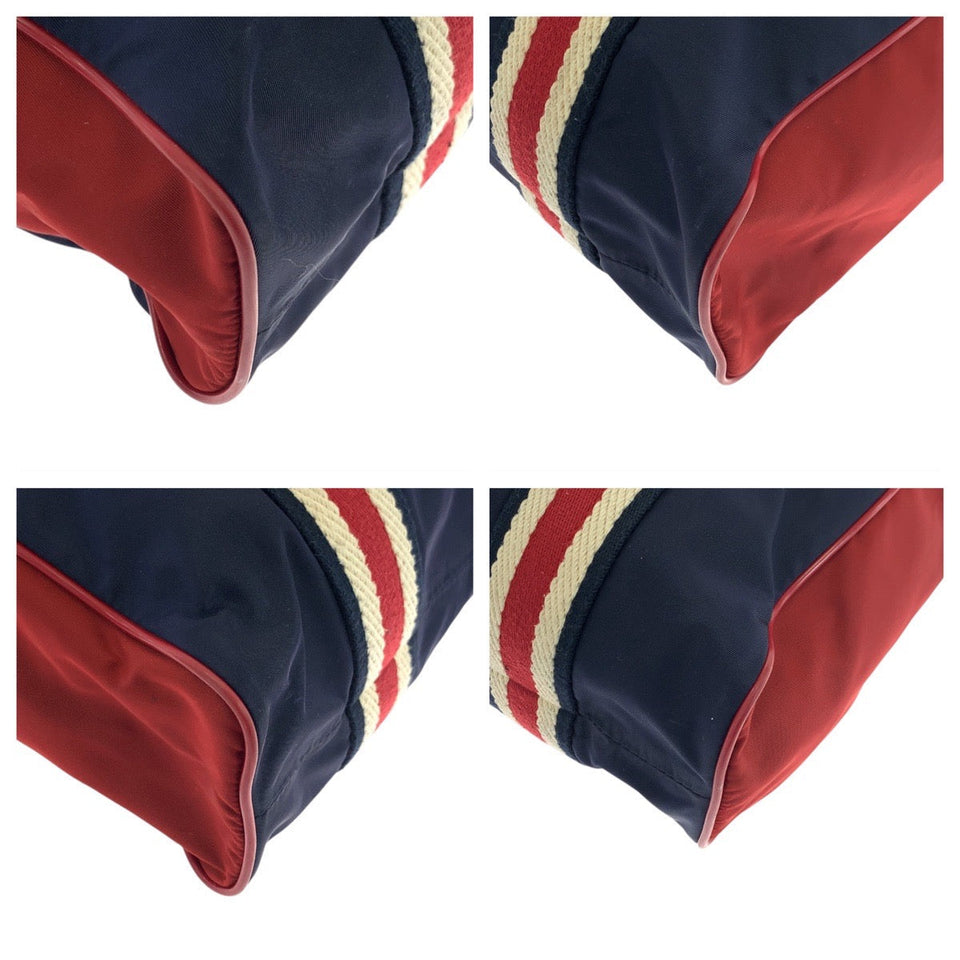 Gucci Tote Bag 189665 Nylon Navy red green Tote Bag Shoulder Bag Sherry line Crest mens