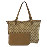 Gucci Tote Bag 247209 GG canvas, leather Beige Gold Metal Tote Bag Shoulder Bag Women