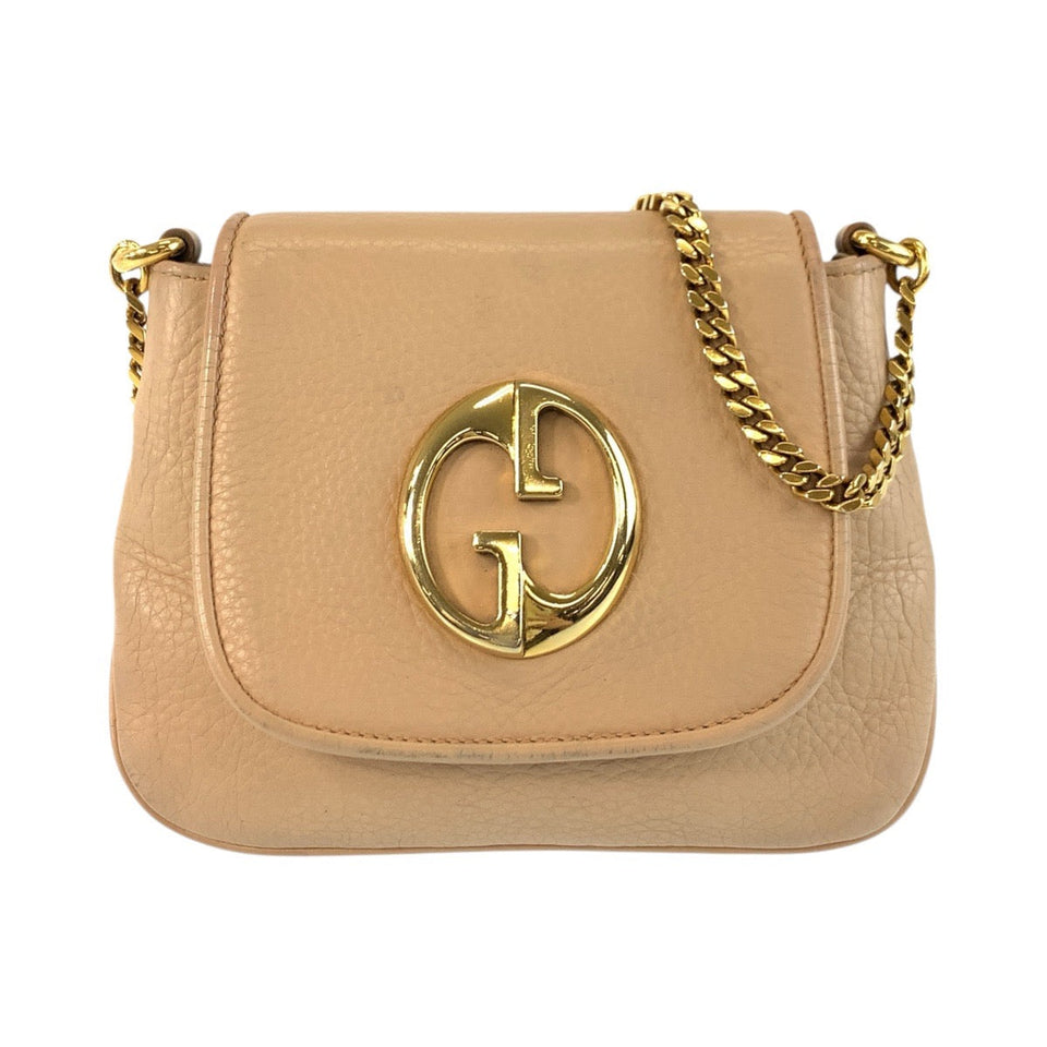 Gucci Shoulder Bag 251821 leather Beige Gold Metal ChainShoulder Bag Pochette Double G Women
