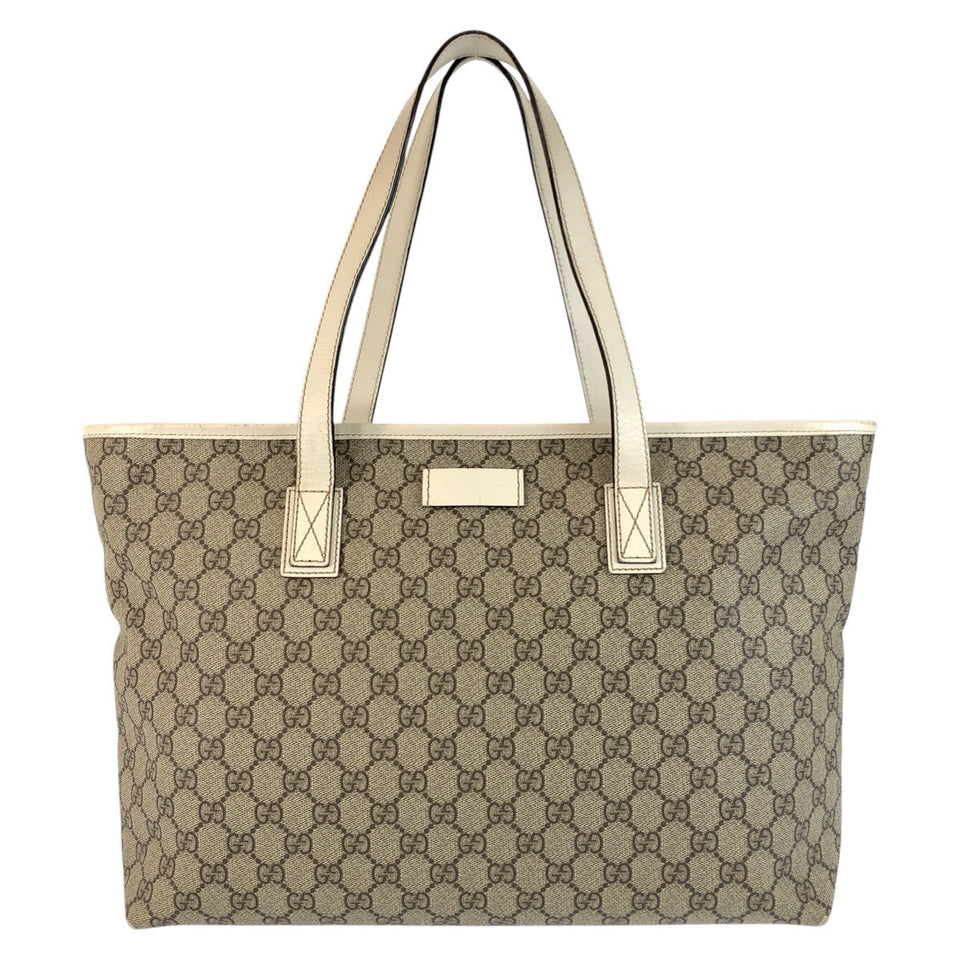 Gucci Tote Bag 211137 GG Supreme canvas, leather Beige Ivory Tote Bag Shoulder Bag Women
