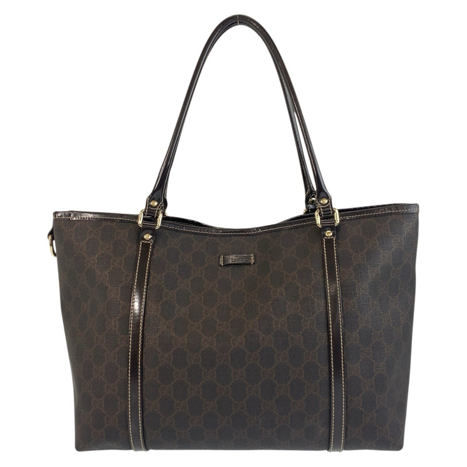 Gucci Tote Bag 197953 GG Supreme Canvas Brown Gold Metal Tote Bag Shoulder Bag Women