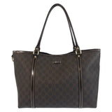 Gucci Tote Bag 197953 GG Supreme Canvas Brown Gold Metal Tote Bag Shoulder Bag Women