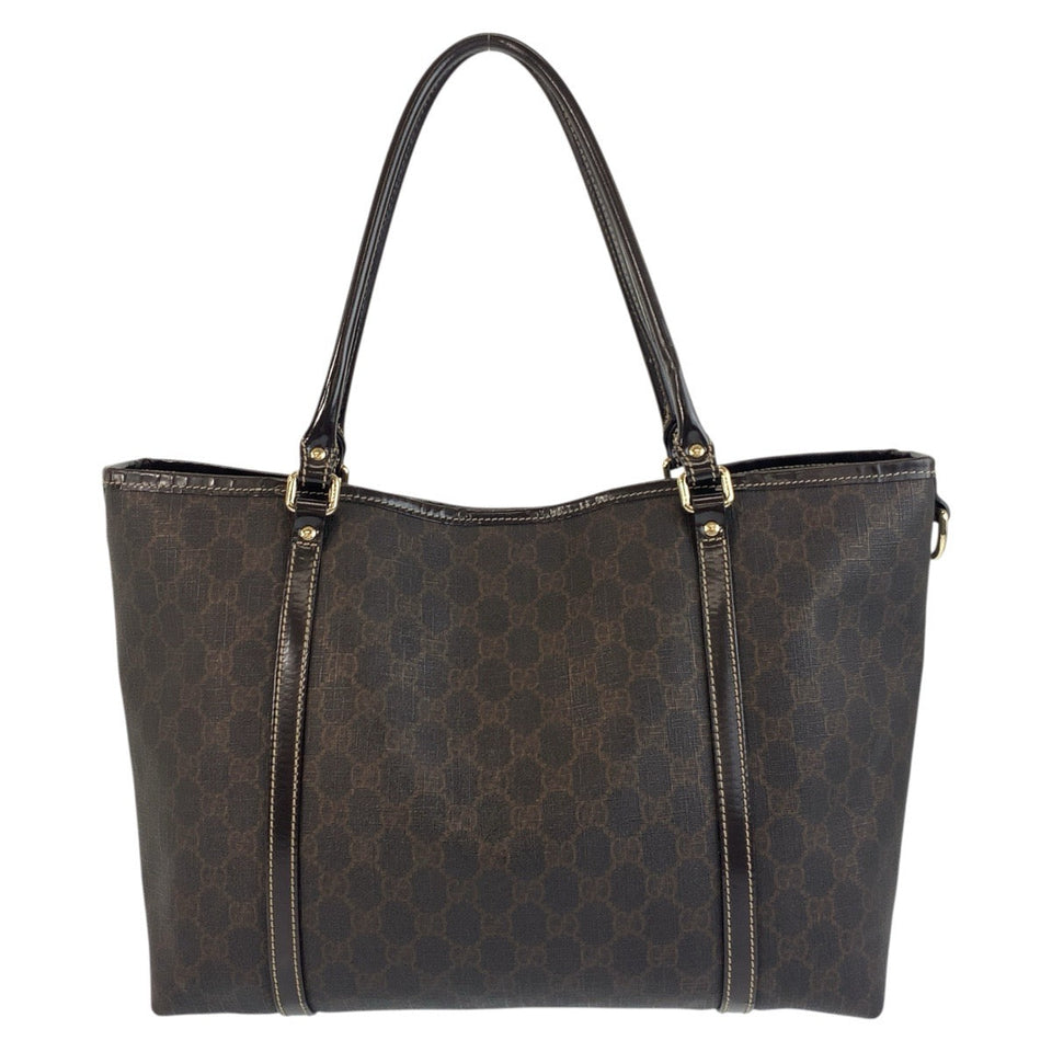 Gucci Tote Bag 197953 GG Supreme Canvas Brown Gold Metal Tote Bag Shoulder Bag Women