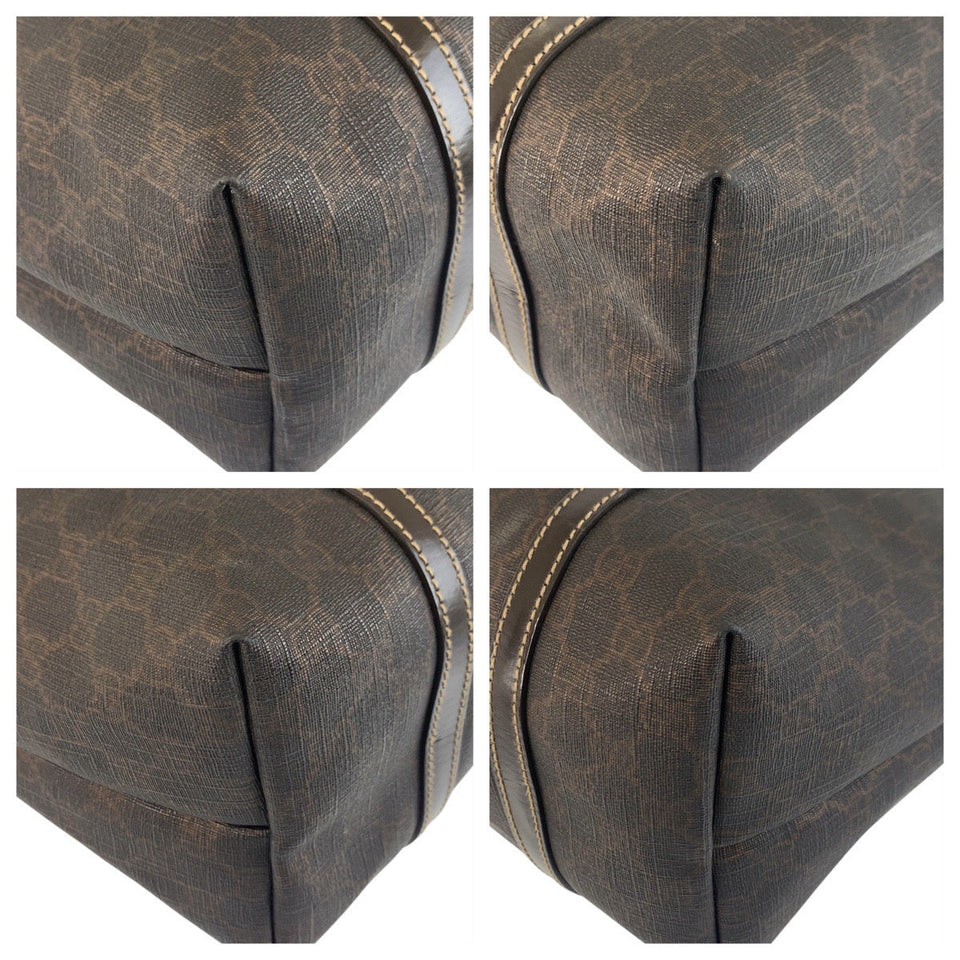 Gucci Tote Bag 197953 GG Supreme Canvas Brown Gold Metal Tote Bag Shoulder Bag Women