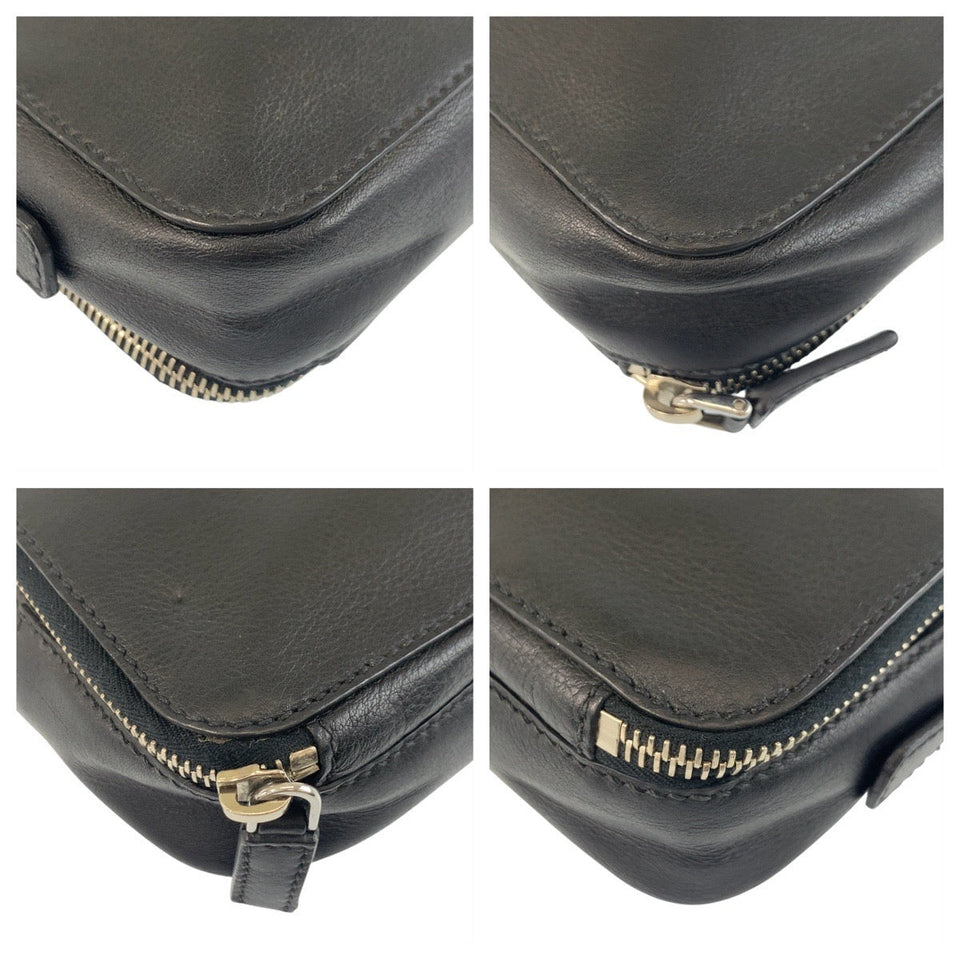 Prada Triangle Logo Plate Leather Clutch Bag