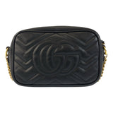 Gucci Shoulder Bag 634785 leather Black GoldMetal Shoulder Bag pochette GG Marmont Mini camera bag Women