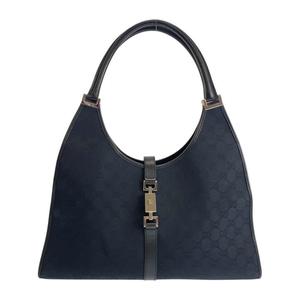 Gucci Shoulder Bag 002 1066 GG canvas, leather Black SilverMetal Jackie Women