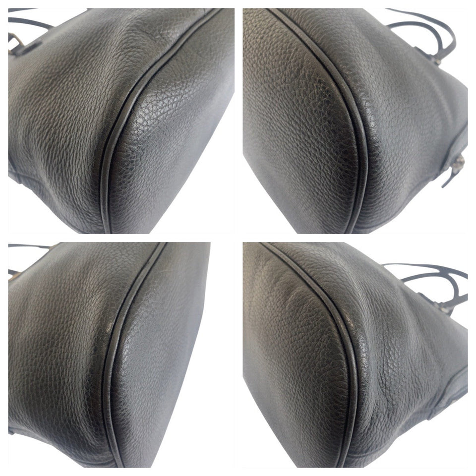 Gucci Handbag 420023 leather Black Black Beige SilverMetal Sherry line Women