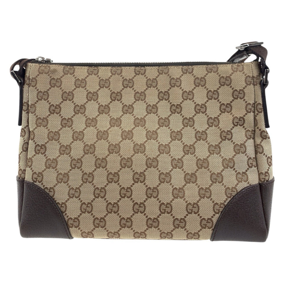 Gucci Shoulder Bag 114273 GG canvas, leather Brown Silver Metal Shoulder Bag pochette Women