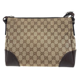 Gucci Shoulder Bag 114273 GG canvas, leather Brown Silver Metal Shoulder Bag pochette Women