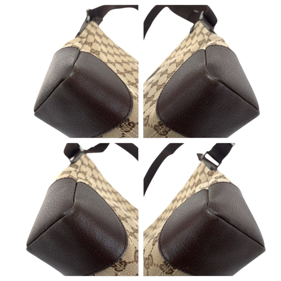 Gucci Shoulder Bag 114273 GG canvas, leather Brown Silver Metal Shoulder Bag pochette Women
