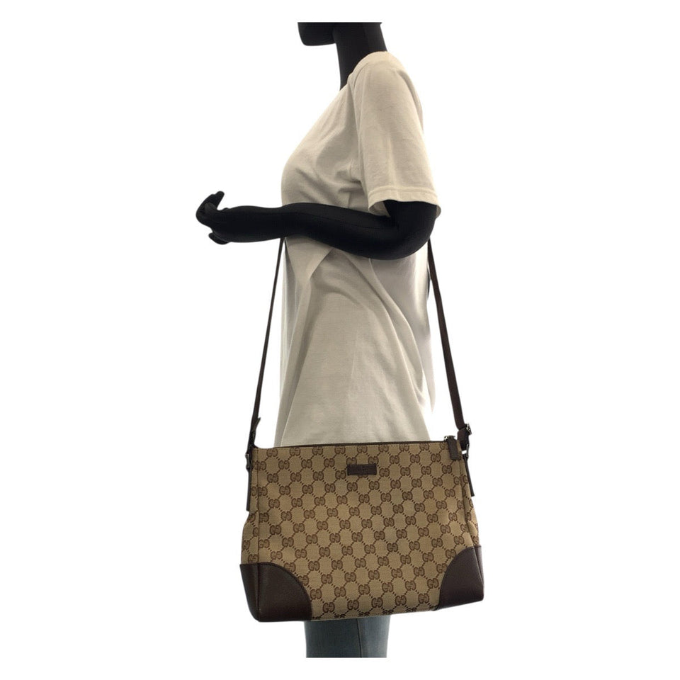 Gucci Shoulder Bag 114273 GG canvas, leather Brown Silver Metal Shoulder Bag pochette Women
