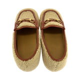 Gucci loafers 716017 Mouton Brown Gold Metal Loafer moccasin Horsebit Mouton Women 8