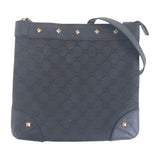 Gucci Shoulder Bag 120893 GG canvas, leather Black GoldMetal Shoulder Bag pochette Studs Women