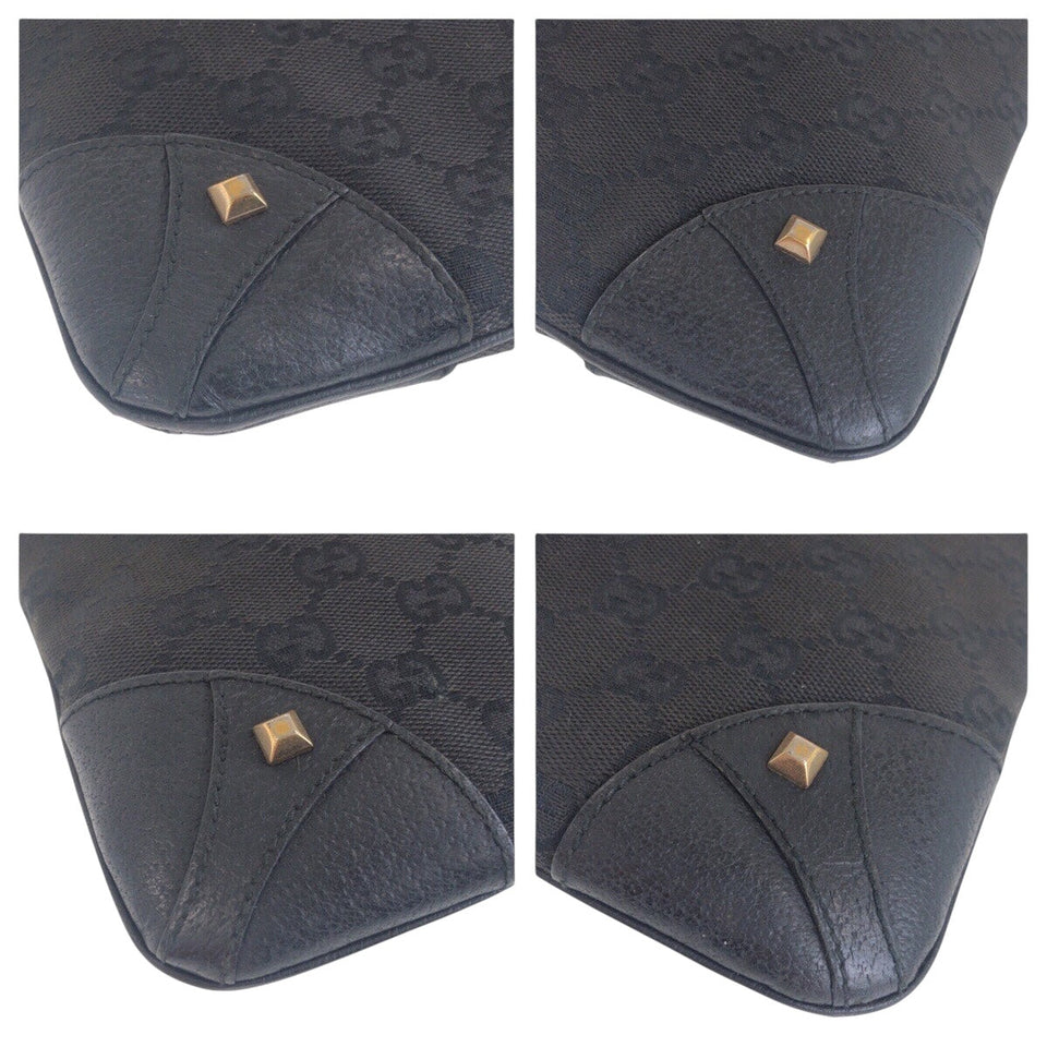 Gucci Shoulder Bag 120893 GG canvas, leather Black GoldMetal Shoulder Bag pochette Studs Women