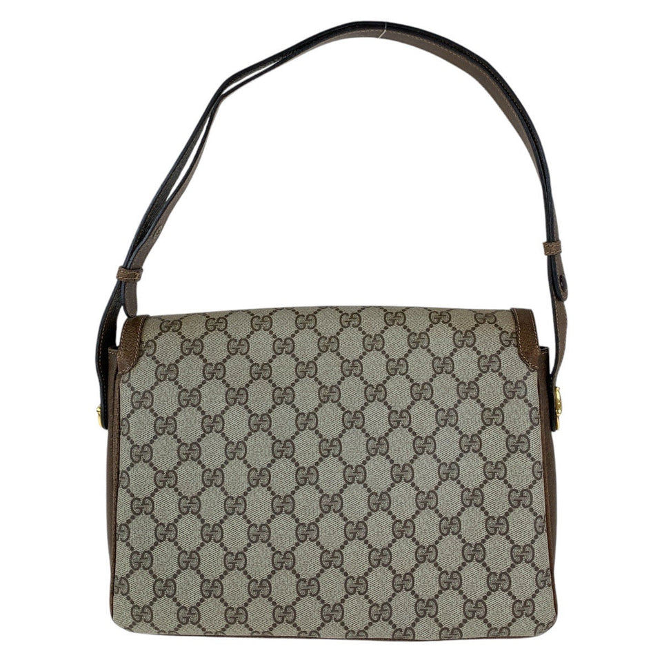 Gucci Shoulder Bag 14 01 4084 GG Supreme canvas, leather Brown Gold Metal Shoulder Bag pochette Old Gucci Women