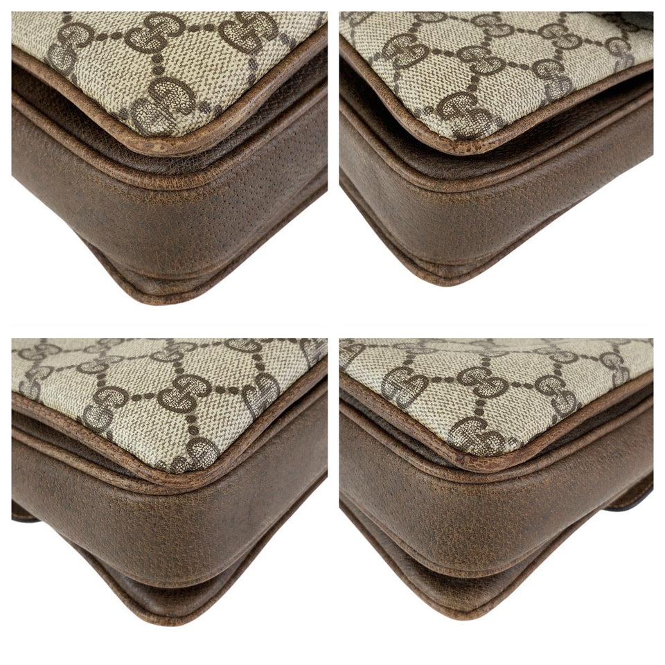 Gucci Shoulder Bag 14 01 4084 GG Supreme canvas, leather Brown Gold Metal Shoulder Bag pochette Old Gucci Women