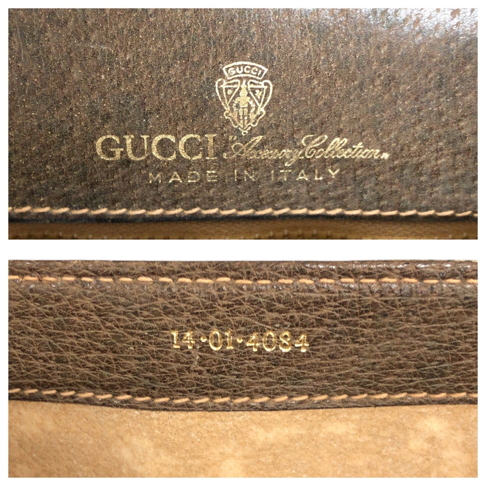 Gucci Shoulder Bag 14 01 4084 GG Supreme canvas, leather Brown Gold Metal Shoulder Bag pochette Old Gucci Women