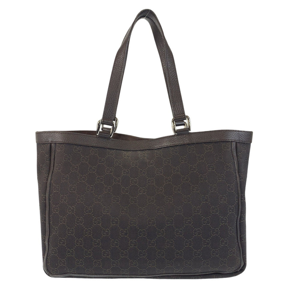 Gucci Tote Bag 268639 GG canvas, leather Brown Silver Metal Tote Bag Shoulder Bag Abbey Women