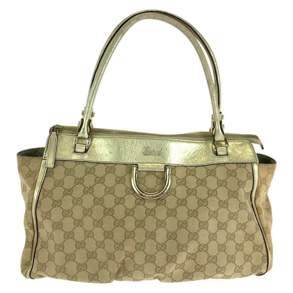 Gucci Tote Bag 189831 GG canvas, leather Beige gold Tote Bag Shoulder Bag Abbey Women