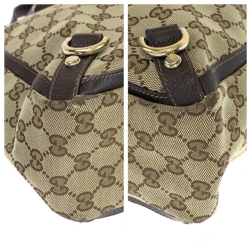 Gucci Tote Bag 170004 GG canvas, leather Beige Brown Gold Metal Tote Bag Shoulder Bag Abbey Women