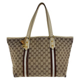 Gucci Tote Bag 139260 GG canvas, leather Brown Gold Metal Tote Bag Shoulder Bag Shelly Line Bamboo Women