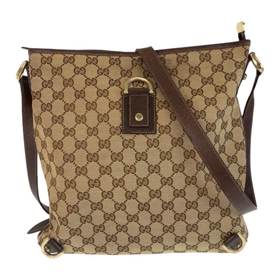 Gucci Shoulder Bag 131326 GG canvas, leather Beige Brown Gold Metal Shoulder Bag pochette Abbey Women