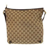 Gucci Shoulder Bag 131326 GG canvas, leather Beige Brown Gold Metal Shoulder Bag pochette Abbey Women