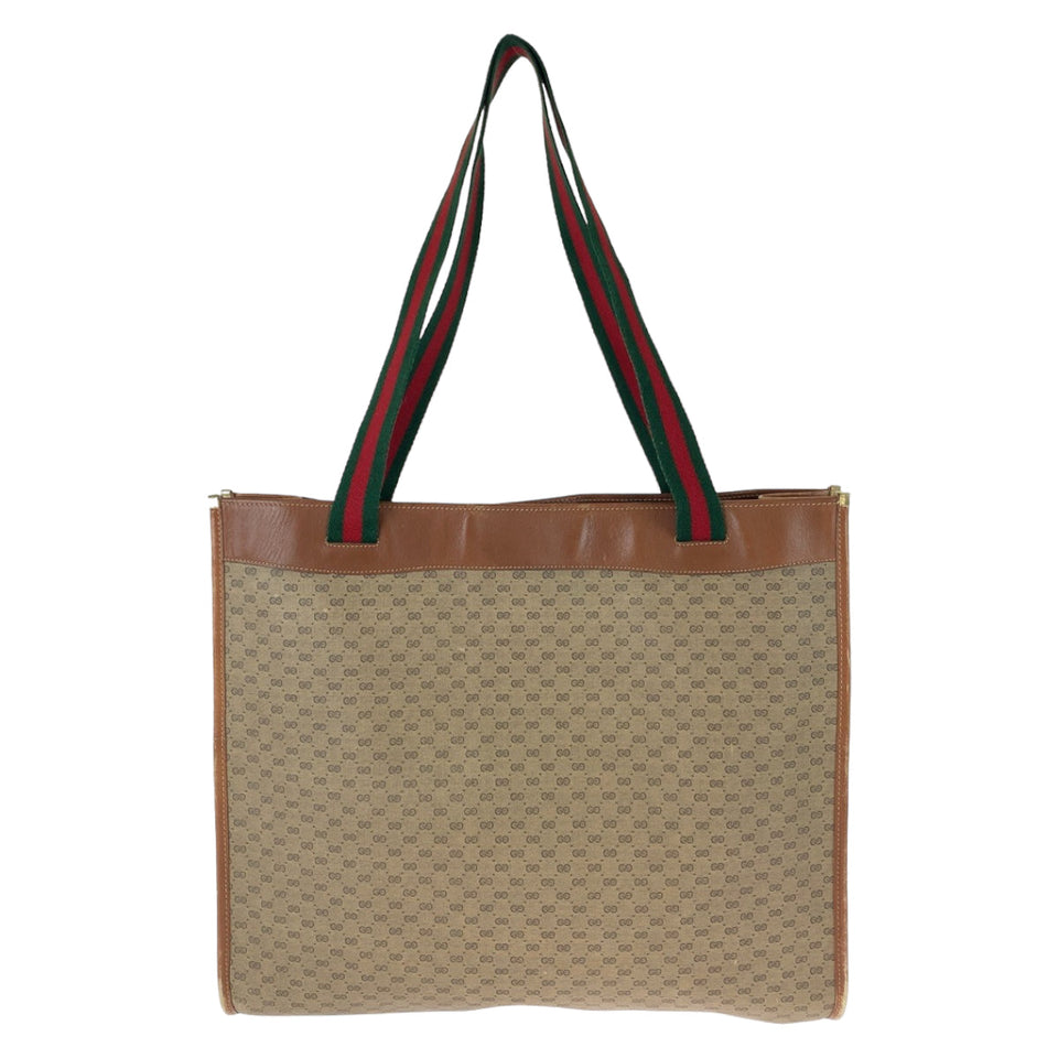 Gucci Tote Bag 002 39 0044 GG Supreme canvas, leather Brown Gold Metal Tote Bag Shoulder Bag Old Gucci Sherry Line Micro GG Women