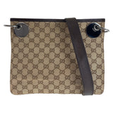 Gucci Shoulder Bag 120841 GG canvas, leather Brown Silver Metal Shoulder Bag pochette Women