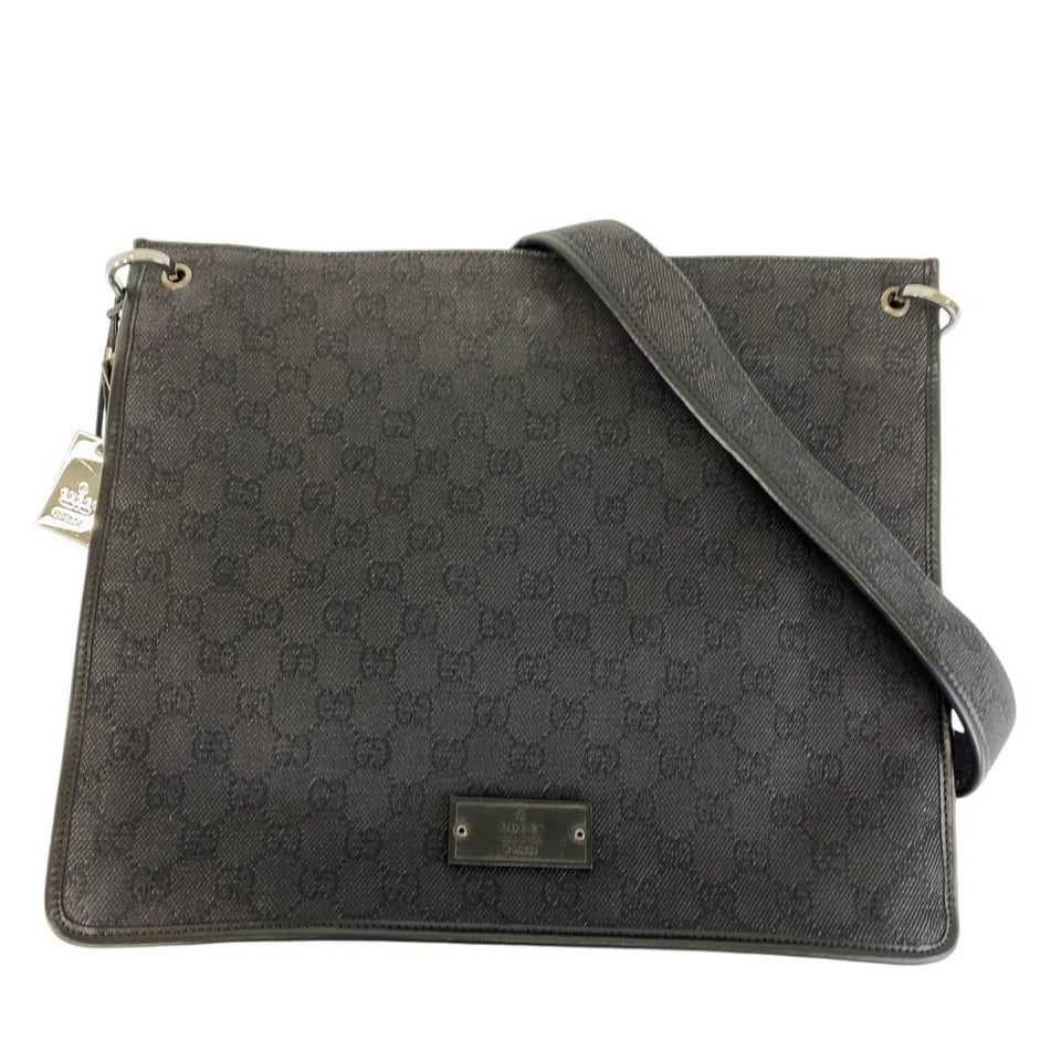 Gucci Shoulder Bag 90656 GG canvas Black SilverMetal Shoulder Bag Messenger bag Women