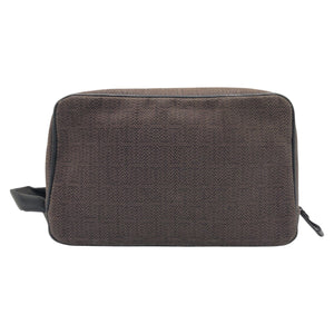 Hermes Pouch cotton Brown Silver Metal Pouch Globetrotter MM mens