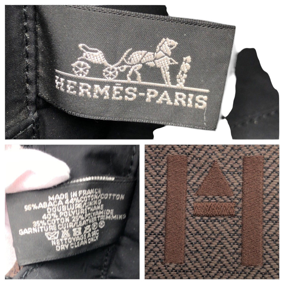 Hermes Pouch cotton Brown Silver Metal Pouch Globetrotter MM mens