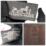 Hermes Pouch cotton Brown Silver Metal Pouch Globetrotter MM mens