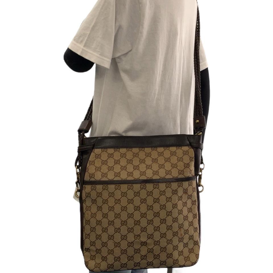 Gucci Shoulder Bag 109097 GG canvas Brown Gold Metal Shoulder Bag Messenger bag Women