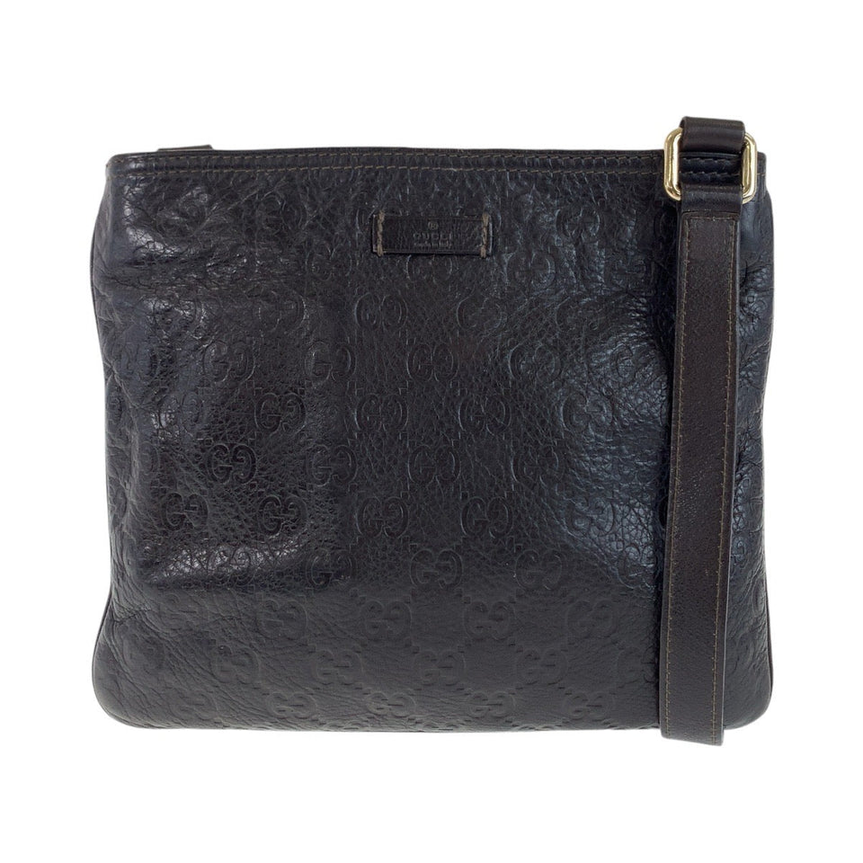 Gucci Shoulder Bag 201538 leather Brown Gold Metal Shoulder Bag pochette Guccisima mens