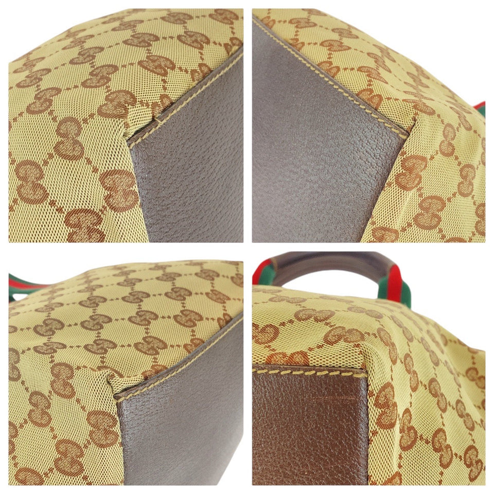 Gucci Tote Bag 131228 GG canvas, leather Brown beige Tote Bag Shoulder Bag Sherry line Women