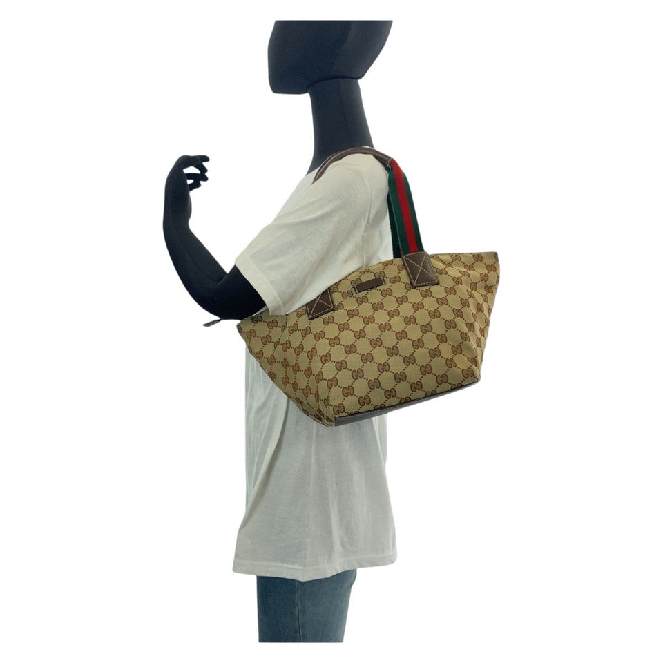 Gucci Tote Bag 131228 GG canvas, leather Brown beige Tote Bag Shoulder Bag Sherry line Women