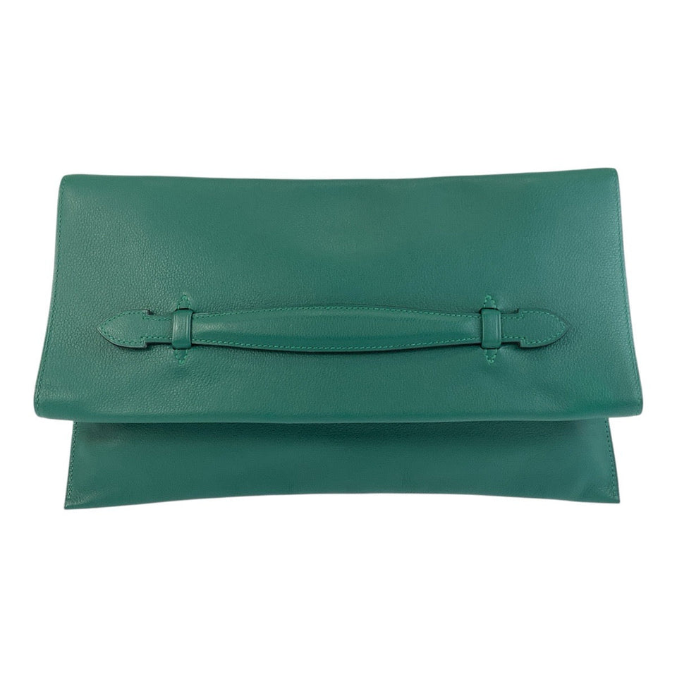 Hermes Clutch bag Evercolor green Puri Plat