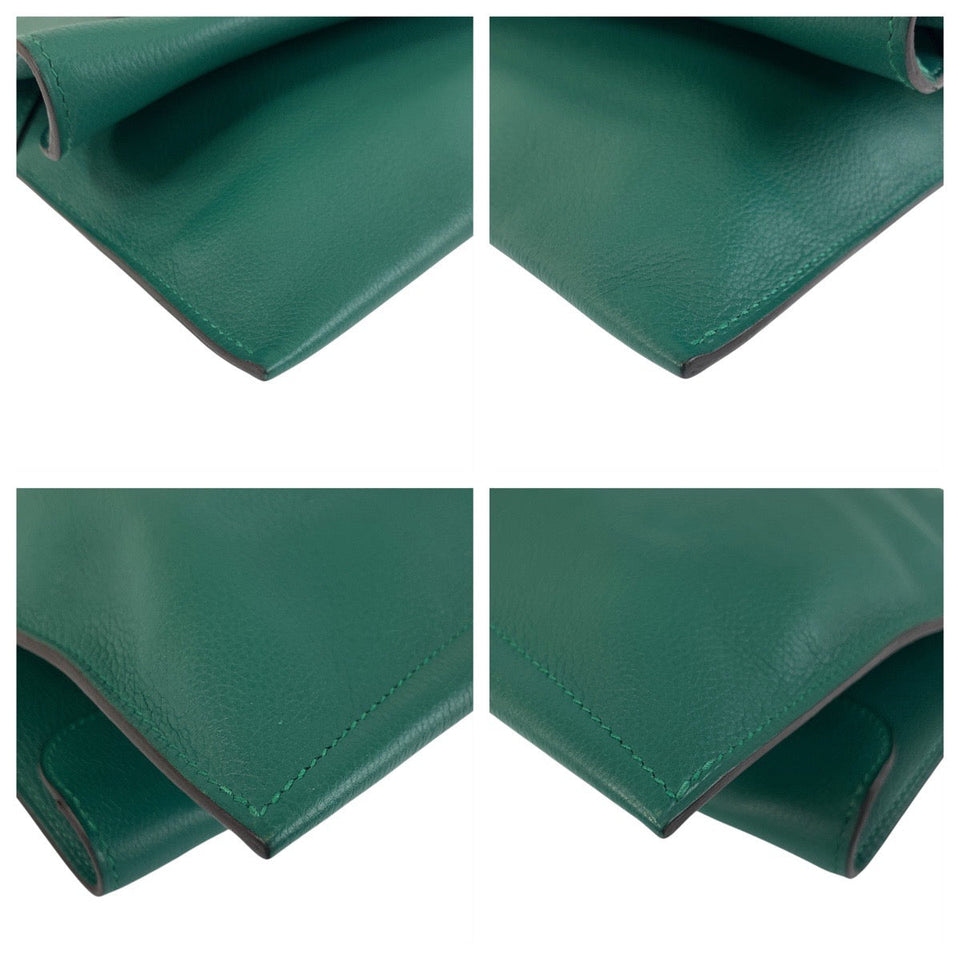 Hermes Clutch bag Evercolor green Puri Plat