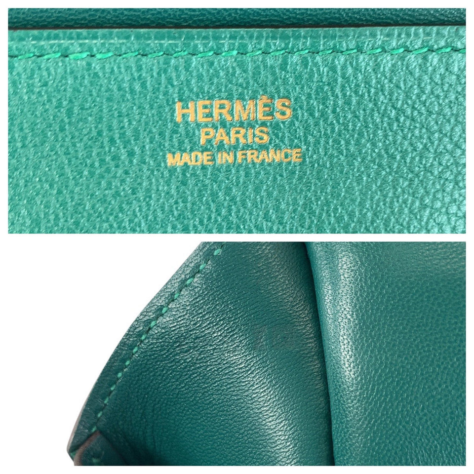 Hermes Clutch bag Evercolor green Puri Plat