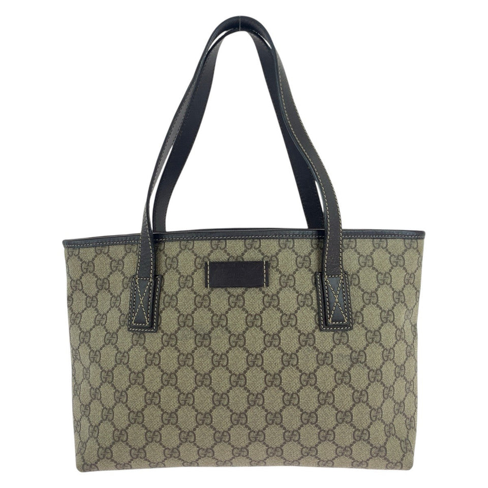 Gucci Tote Bag 211138 GG Supreme canvas, leather Brown Silver Metal Tote Bag handbag Women