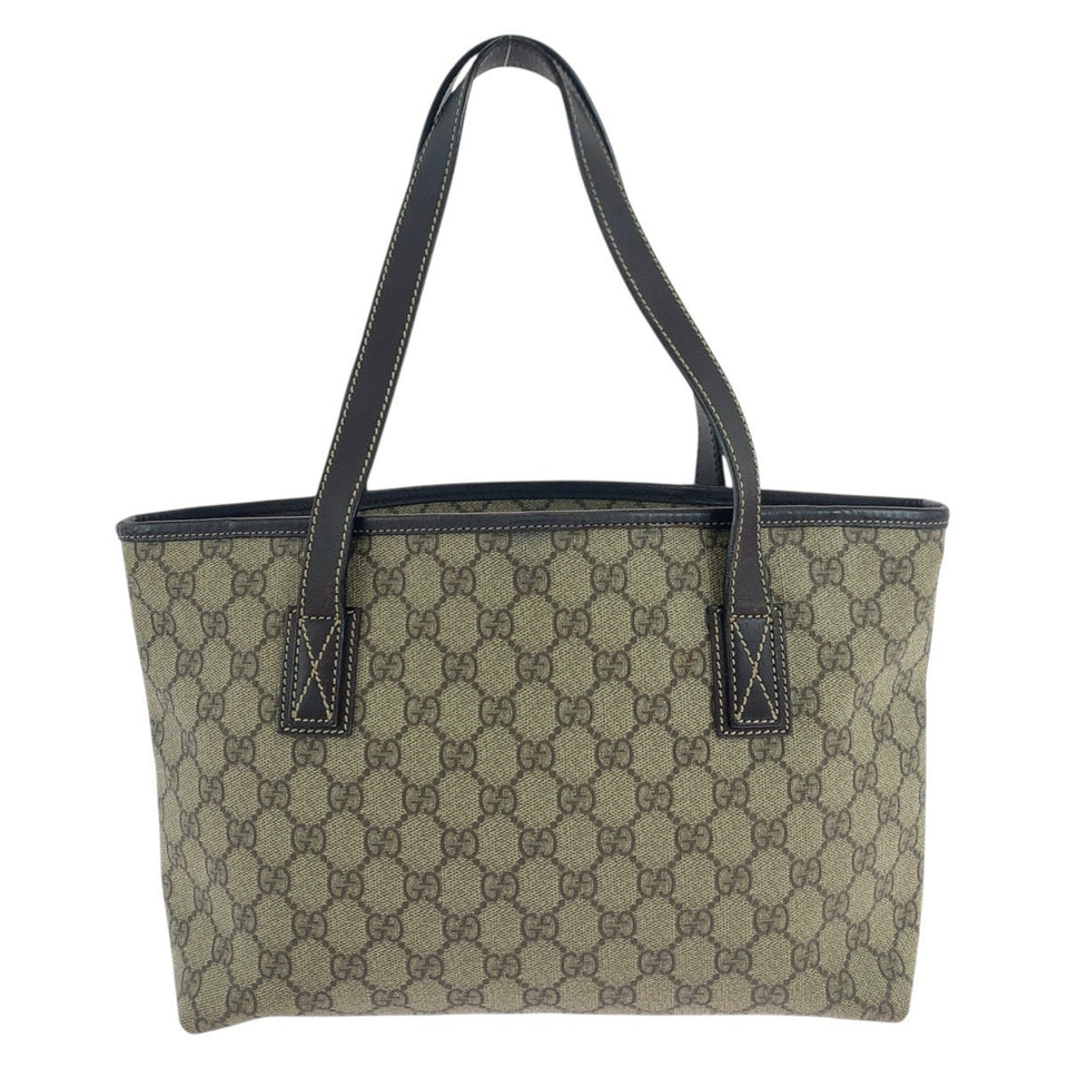 Gucci Tote Bag 211138 GG Supreme canvas, leather Brown Silver Metal Tote Bag handbag Women