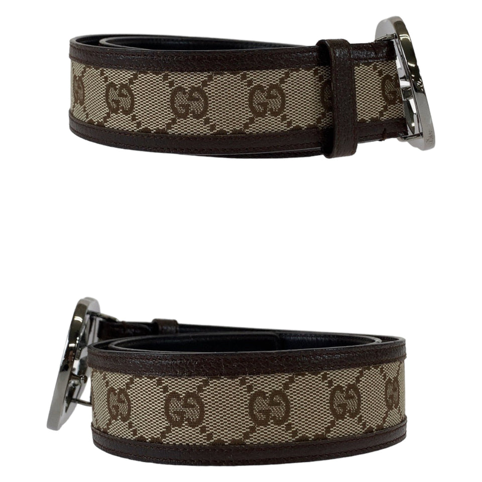 Gucci belt 114876 GG canvas, leather Brown Belt GG buckle Interlocking mens 30