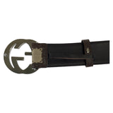 Gucci belt 114876 GG canvas, leather Brown Belt GG buckle Interlocking mens 30