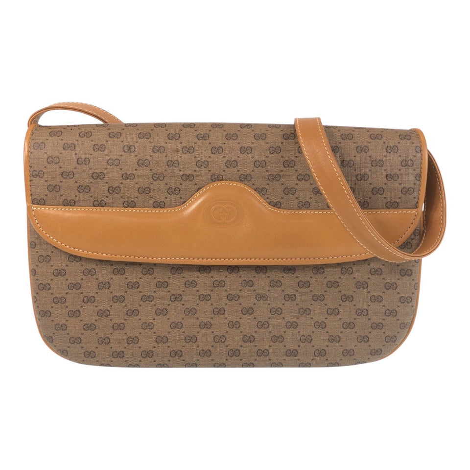 Gucci Shoulder Bag 004 256 PVC, Leather Brown camel Shoulder Bag Messenger bag Old Gucci Micro GG Women
