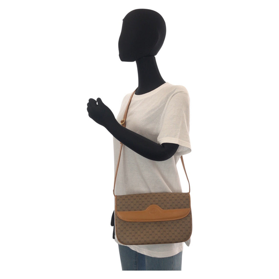 Gucci Shoulder Bag 004 256 PVC, Leather Brown camel Shoulder Bag Messenger bag Old Gucci Micro GG Women