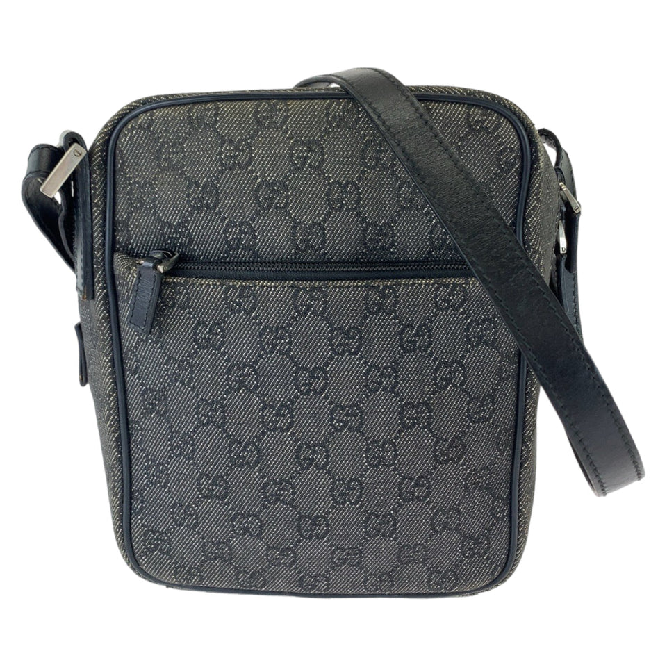 Gucci Shoulder Bag 3136 GG canvas Grey Black SilverMetal Shoulder Bag pochette Women